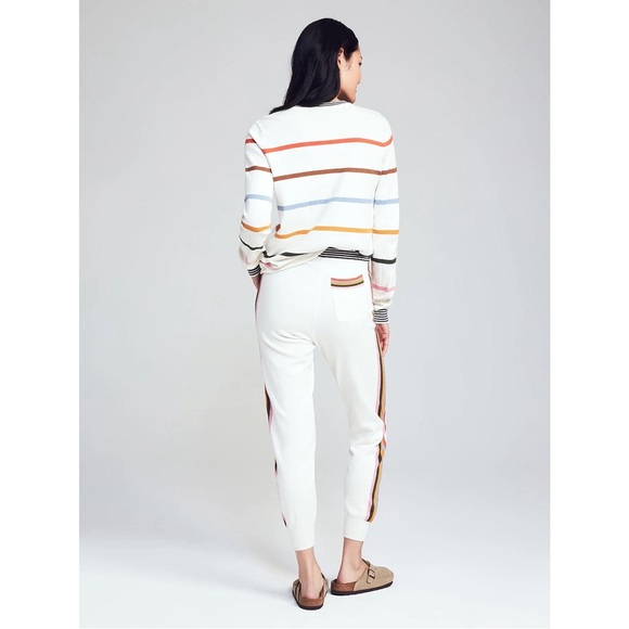Faherty Surf Sweater Cotton Cashmere Blend Knit Jogger Pants Ivory Surf Stripe - Picture 3 of 12